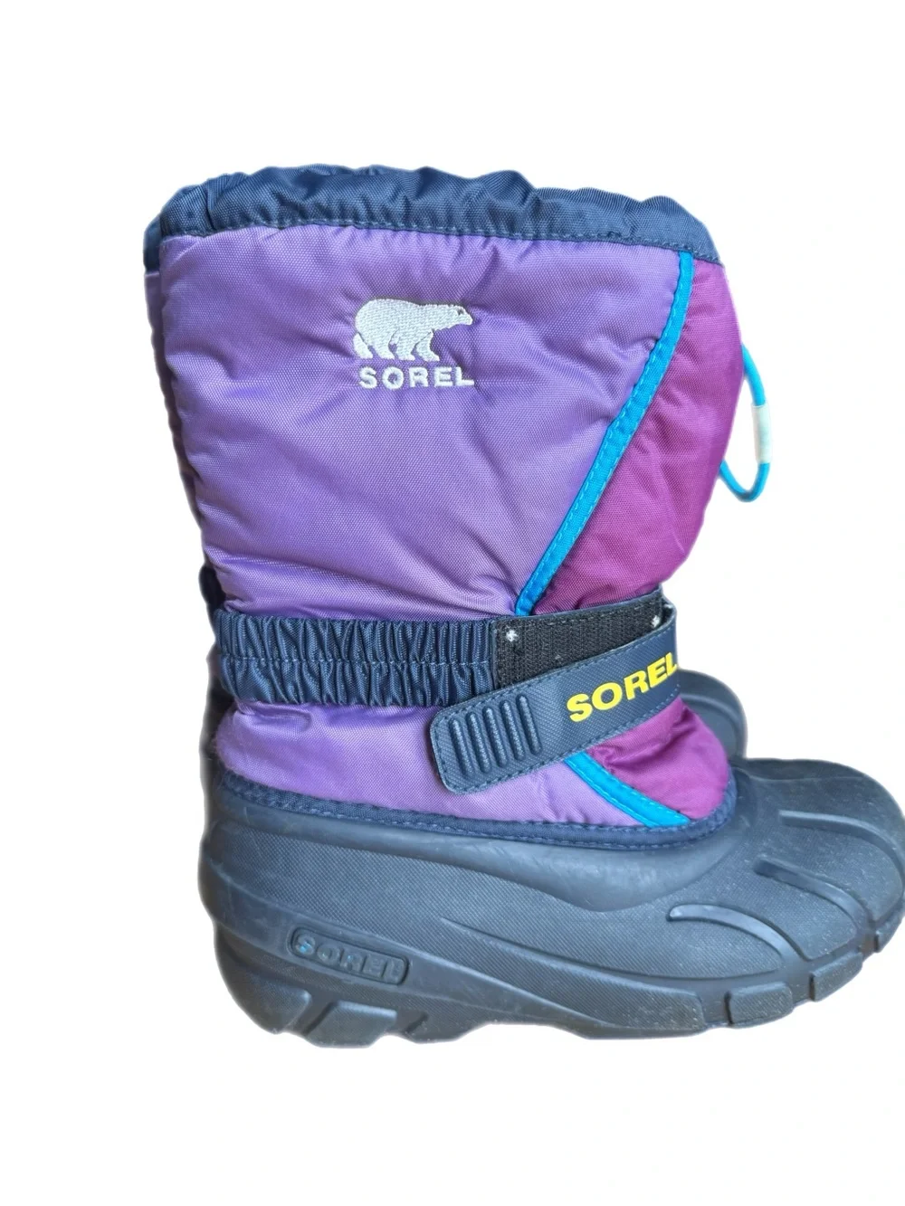 Sorel Flurry Youth Purple Insulated Waterproof Snow Boots with Strap Size 4